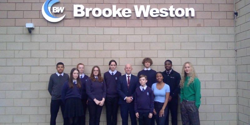 Proud of their school! Staff and students at Brooke Weston Academy